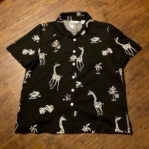 VINTAGE Black Giraffe Print Button Down - Draper’s and Damon’s